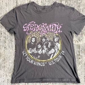 Gray Aerosmith Graphic T-Shirt
